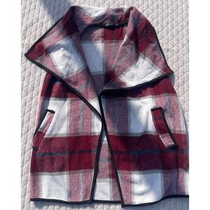 Yacun Women's Burgundy Plaid Oversized Cardigan Vest Sz. Medium